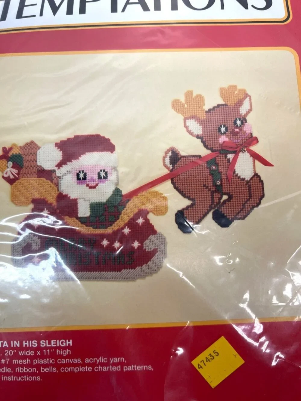 Santa In His Sleigh Plastic Canvas Kit 20